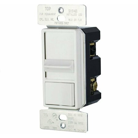 EATON WIRING DEVICES Sul06P-W-Kb-L Slide Dimmer, 277 V, 300, 600 W, Fluorescent, Halogen Lamp, 3-Way, White SAL06P-W-K